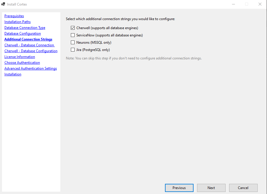 Additional Connection Strings