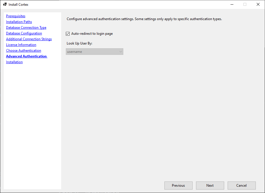 Advanced Authentication Settings