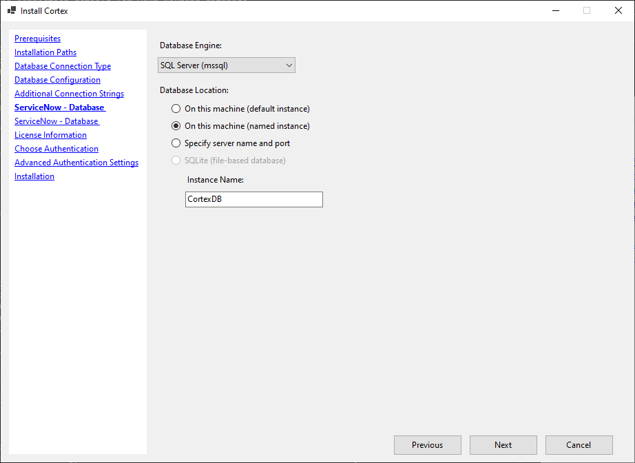 SNOW database connection type